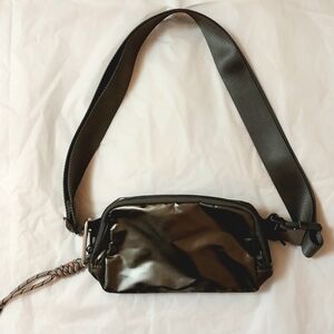 Sleek Gunmetal Metallic Crossbody Bag
